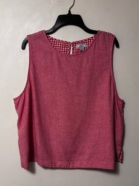 Craft and Barrow Red Gingham Linen Sleeveless Tank Top